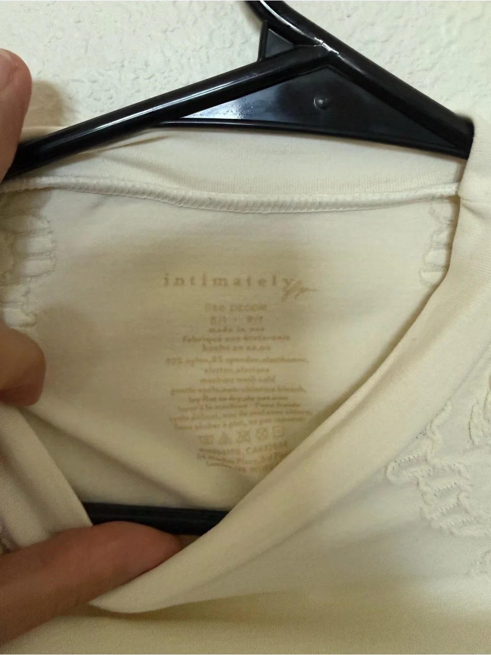 Free People Cream Lace-Inset Long Sleeve Top